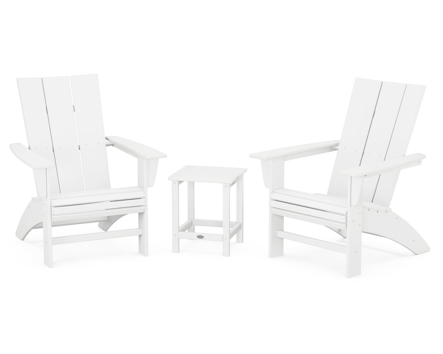 Modern 3-Piece Curveback Adirondack Set with Long Island 18" Side Table
