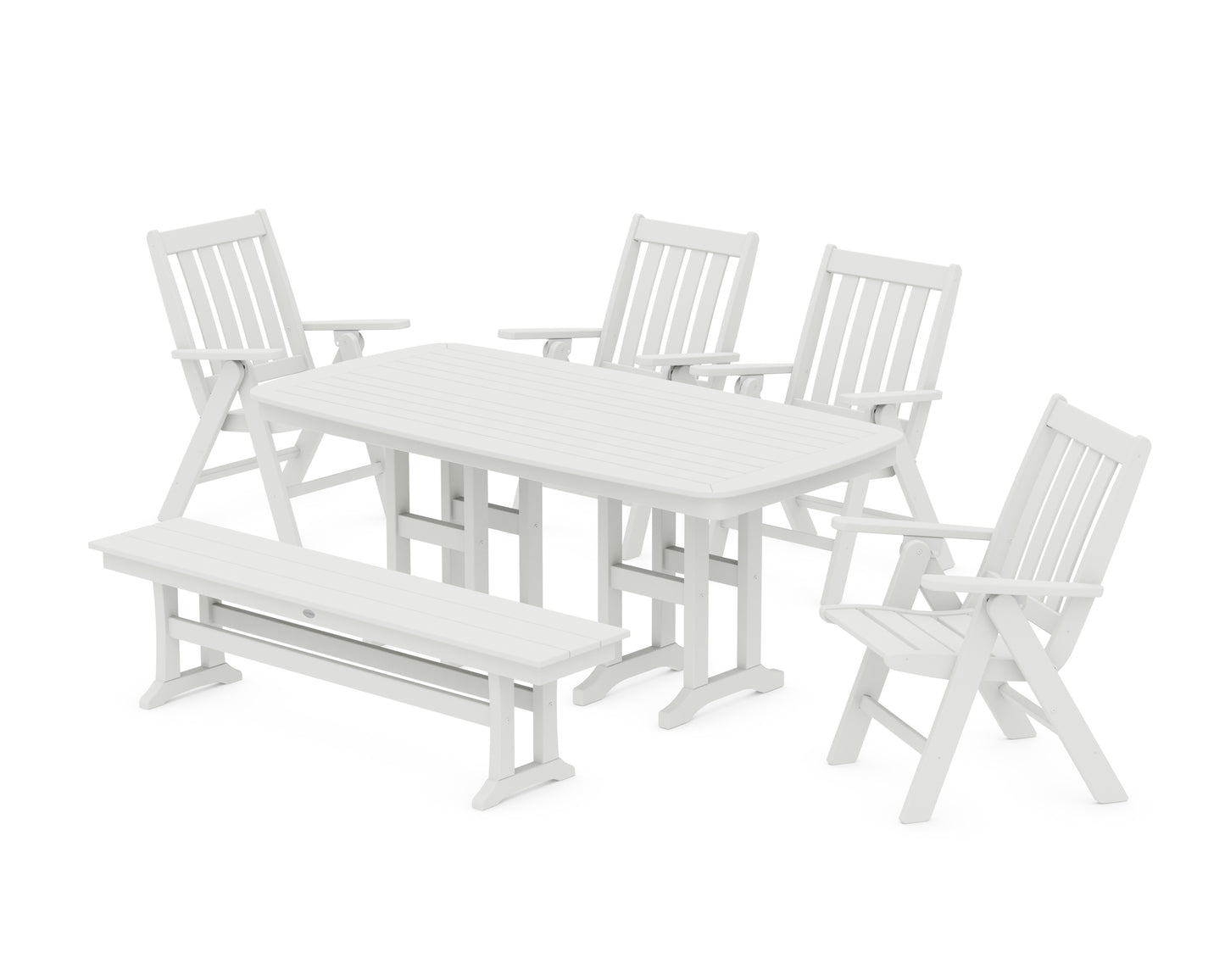 Vineyard Folding Chair 6-Piece Dining Set with Bench