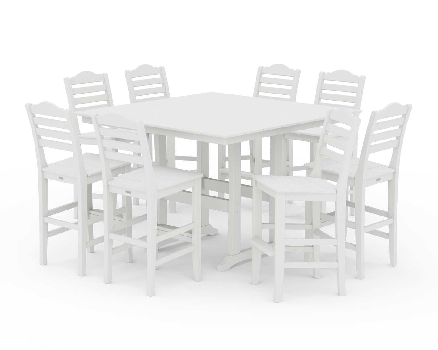 Savannah Side Chair 9-Piece Square Farmhouse Bar Set with Trestle Legs
