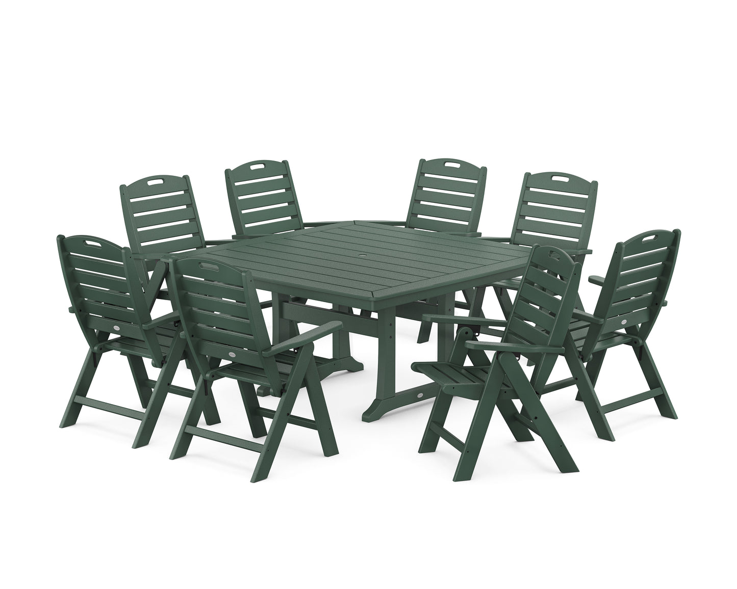 Nautical Highback 9-Piece Square Dining Set with Trestle Legs