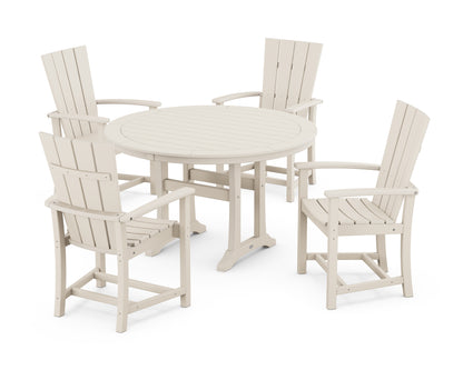 Quattro 5-Piece Round Dining Set with Trestle Legs