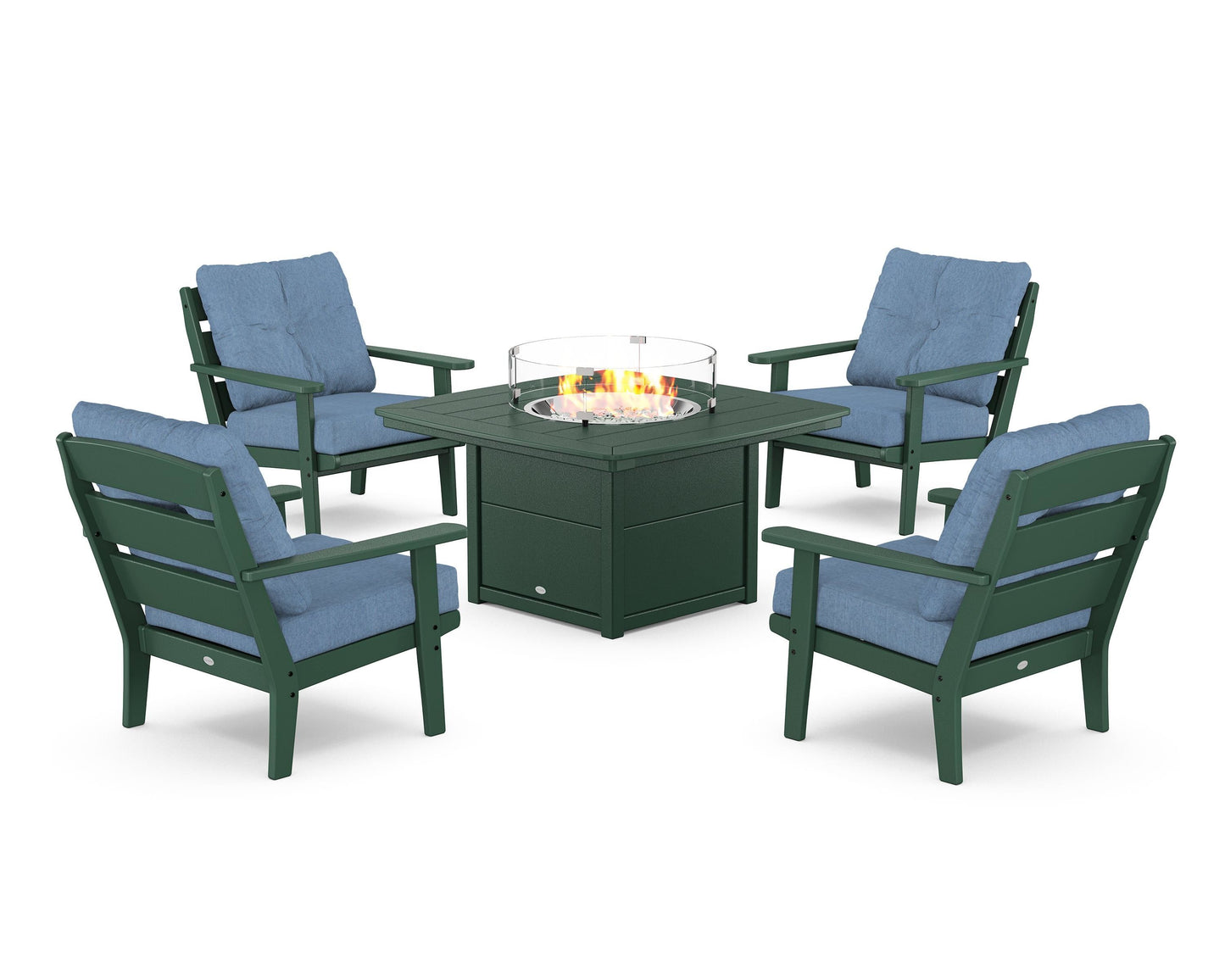 Lakeside 5-Piece Deep Seating Set with Nautical Fire Pit Table