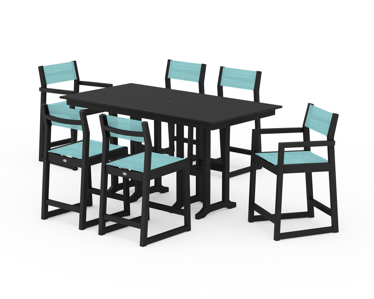 EDGE Sling 7-Piece Farmhouse Counter Set with Trestle Legs