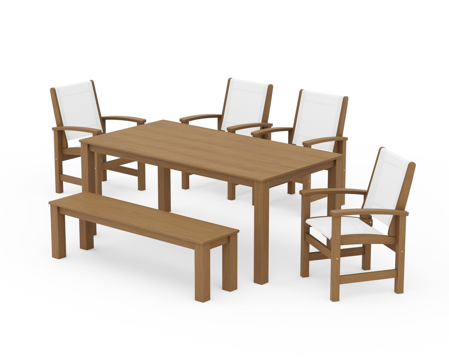 Coastal 6-Piece Parsons Dining Set with Bench