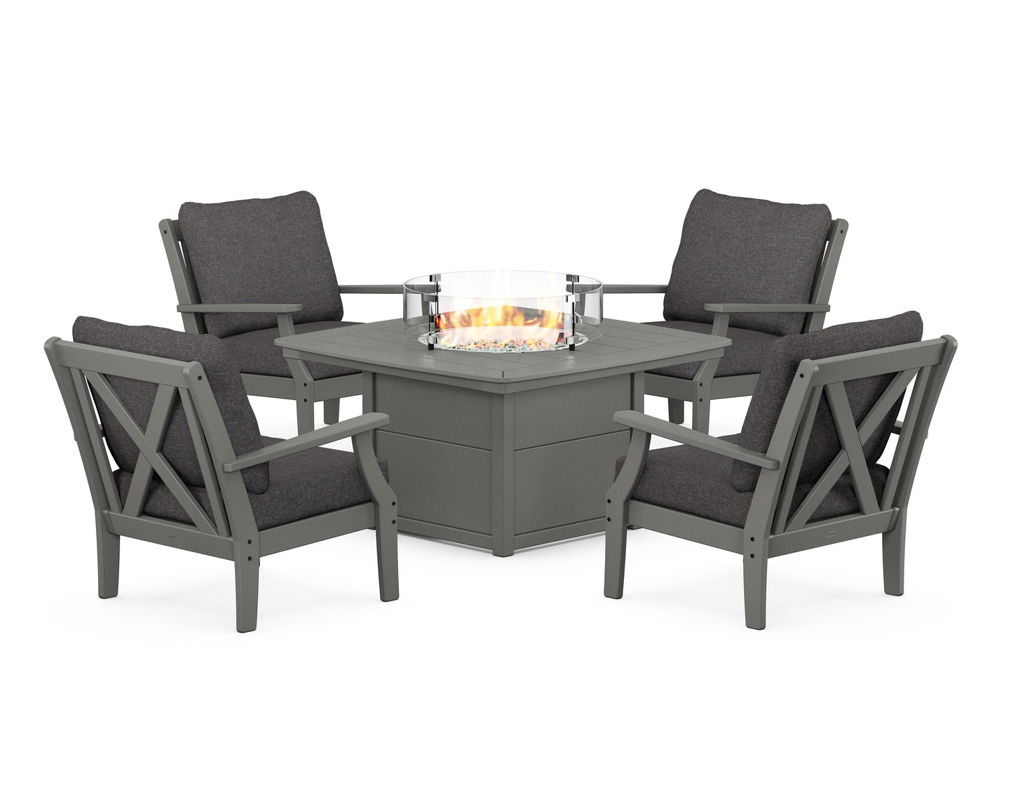 Braxton 5-Piece Deep Seating Conversation Set with Fire Pit Table
