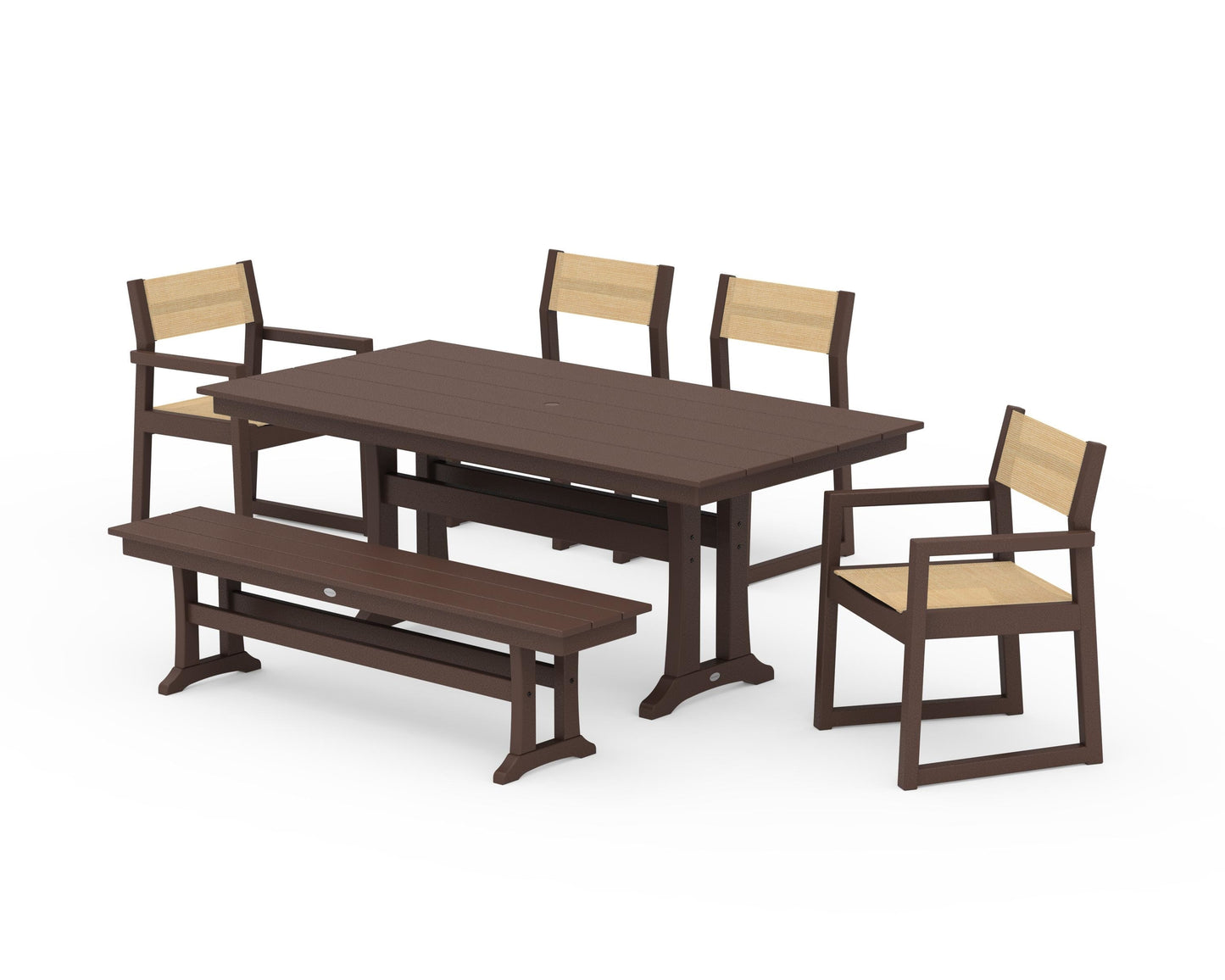 EDGE Sling 6-Piece Farmhouse Dining Set With Trestle Legs