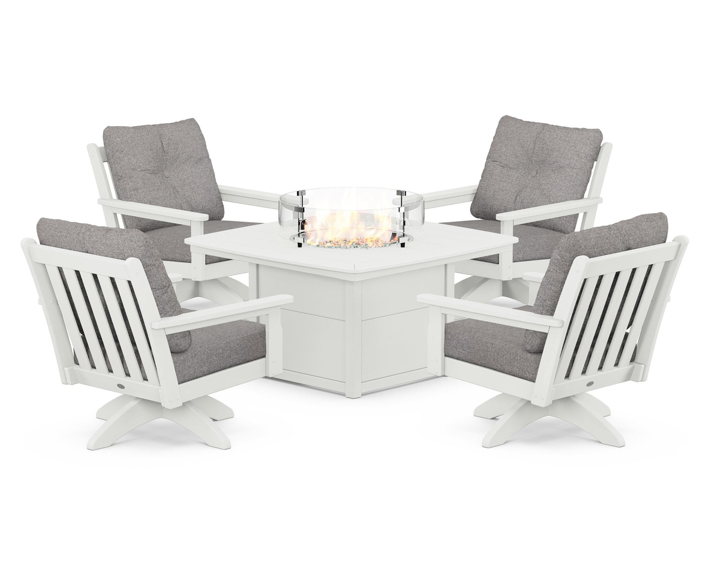 Vineyard 5-Piece Deep Seating Swivel Conversation Set with Fire Pit Table