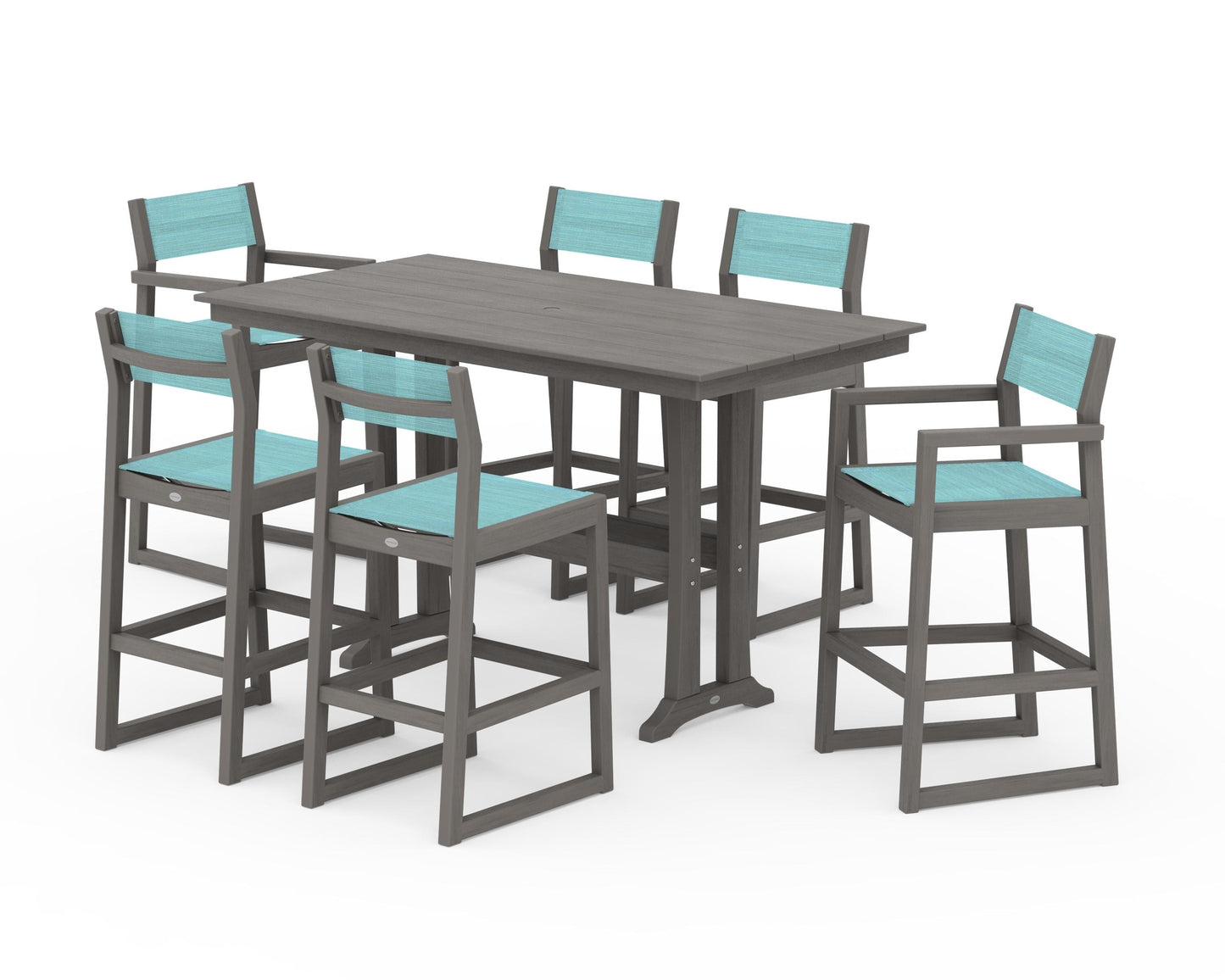 EDGE Sling 7-Piece Farmhouse Bar Set with Trestle Legs