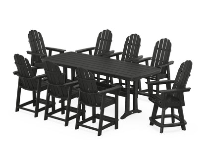 Vineyard Curveback Adirondack Swivel 9-Piece Counter Set with Trestle Legs