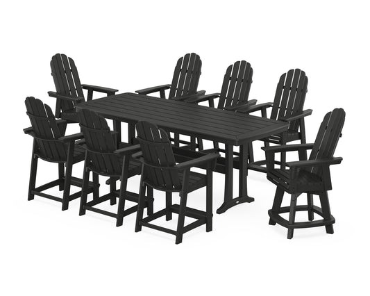 Vineyard Curveback Adirondack Swivel 9-Piece Counter Set with Trestle Legs