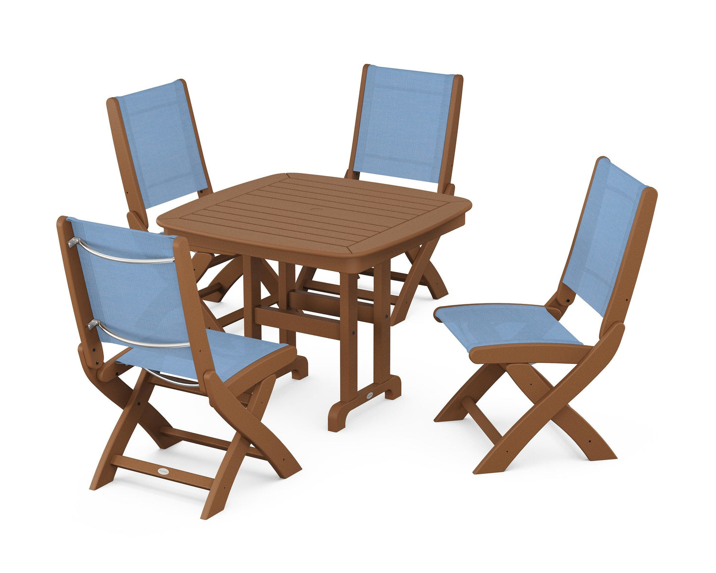 Coastal Folding Side Chair 5-Piece Dining Set