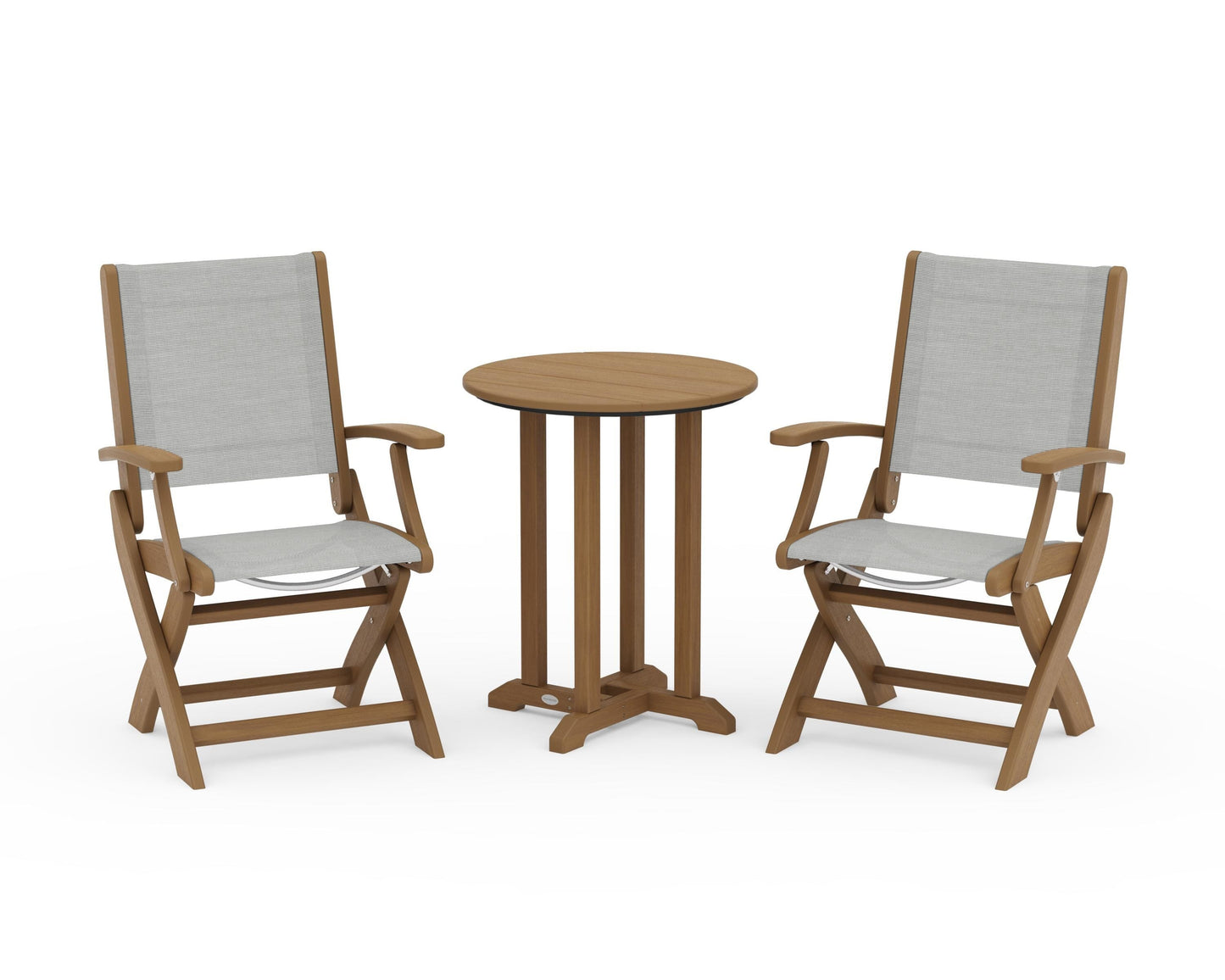 Coastal Folding 3-Piece Round Bistro Dining Set
