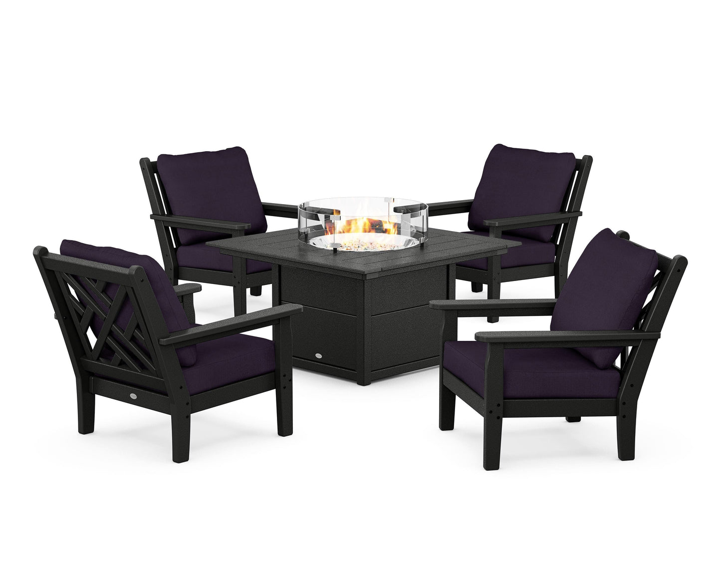 Chippendale 5-Piece Deep Seating Set with Fire Pit Table