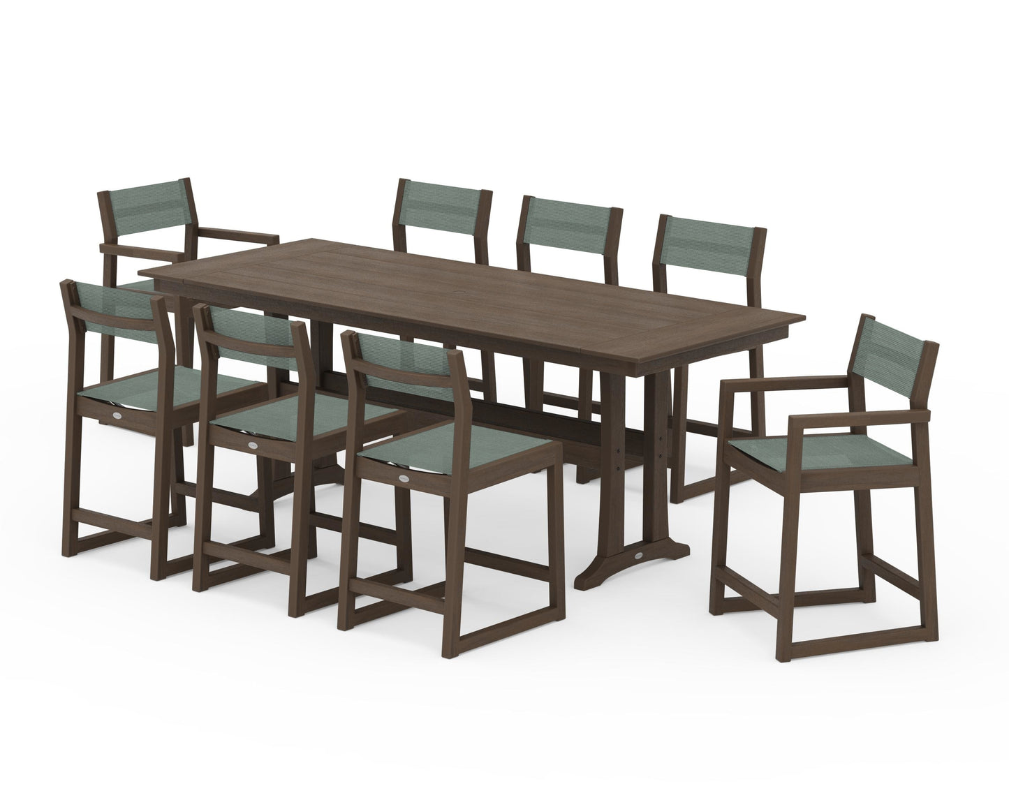 EDGE Sling 9-Piece Farmhouse Counter Set with Trestle Legs