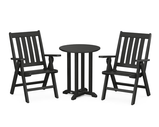 Vineyard Folding Chair 3-Piece Round Dining Set