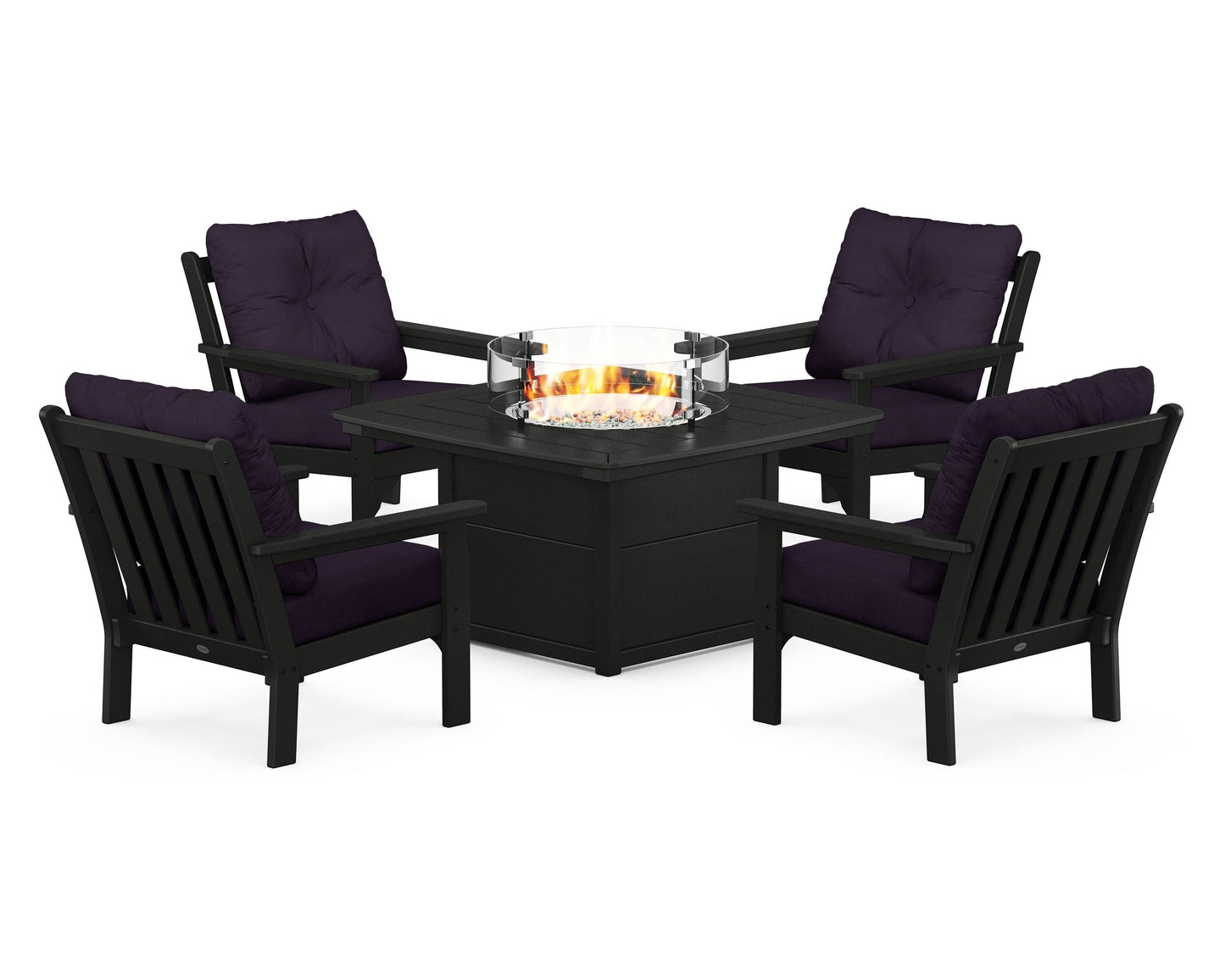 Vineyard 5-Piece Conversation Set with Fire Pit Table