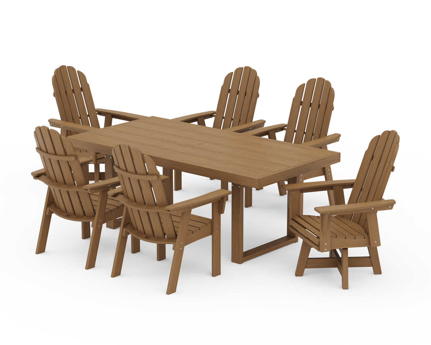 Vineyard Curveback Adirondack Swivel Chair 7-Piece Dining Set