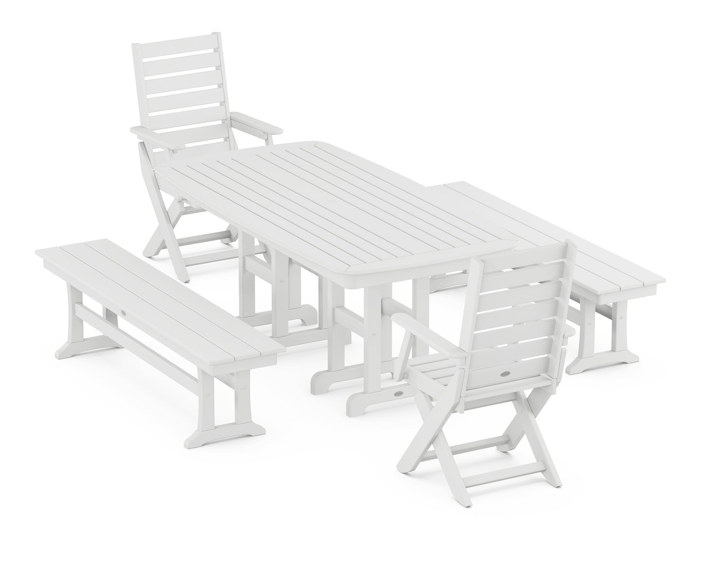 Captain Folding Chair 5-Piece Dining Set with Benches