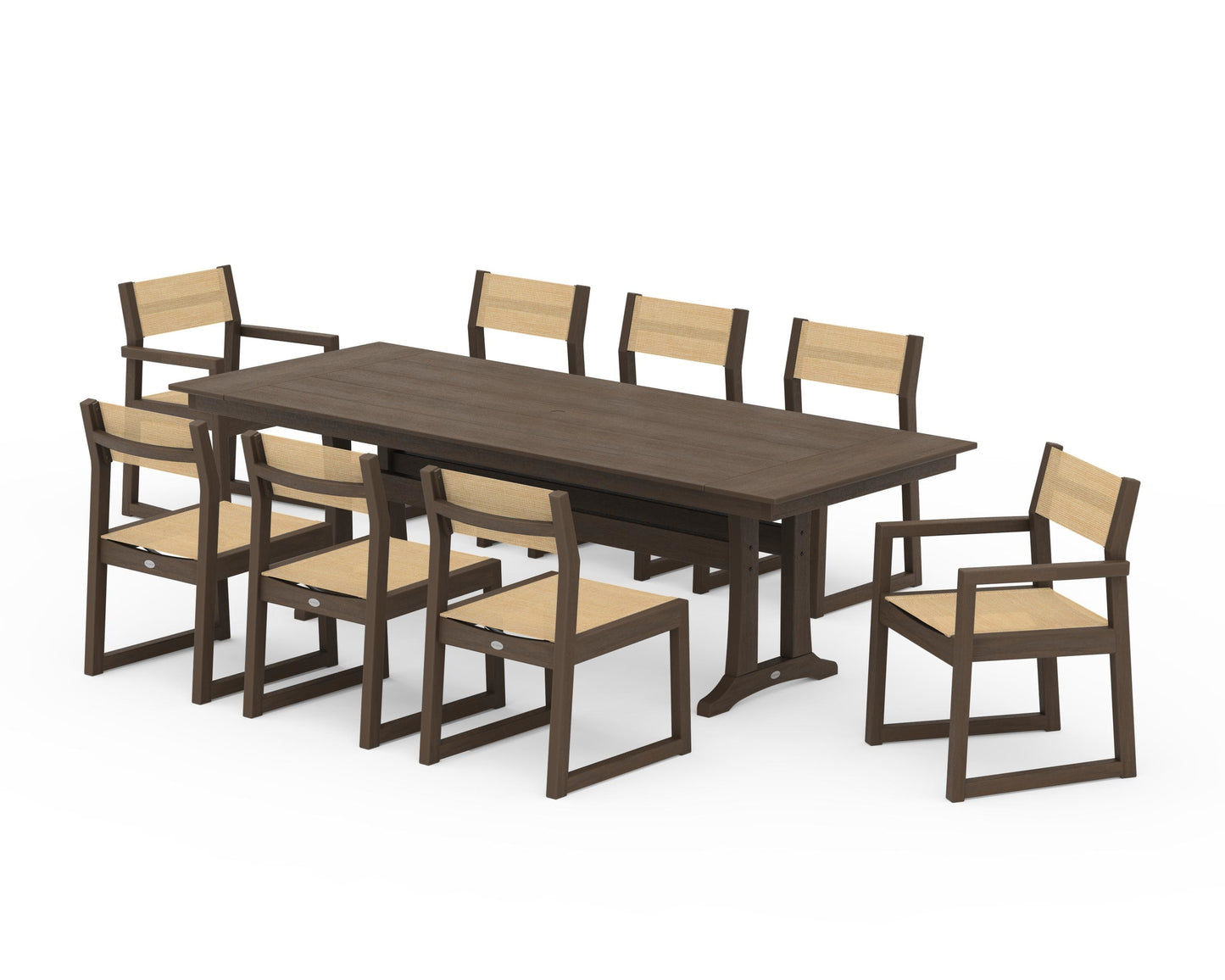 EDGE Sling 9-Piece Farmhouse Trestle Dining Set
