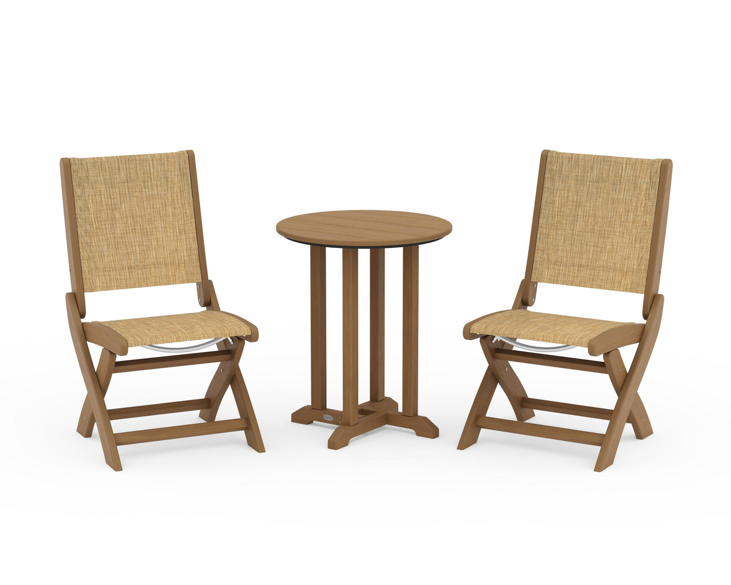 Coastal Folding Side Chair 3-Piece Round Bistro Dining Set