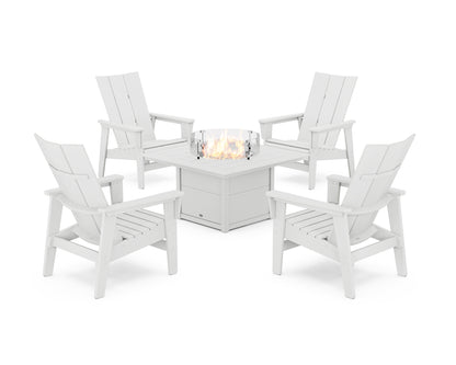5-Piece Modern Grand Upright Adirondack Conversation Set with Fire Pit Table