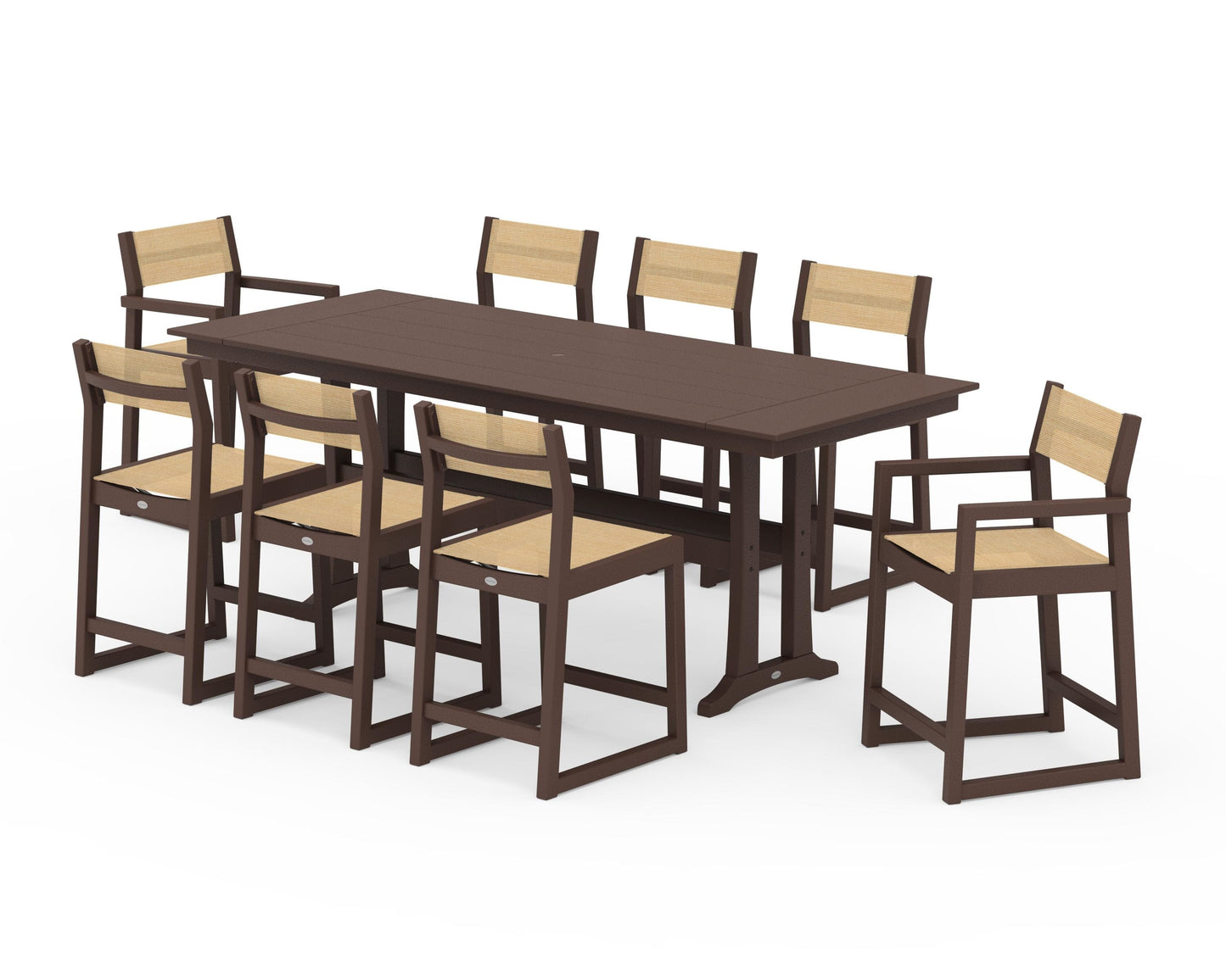 EDGE Sling 9-Piece Farmhouse Counter Set with Trestle Legs