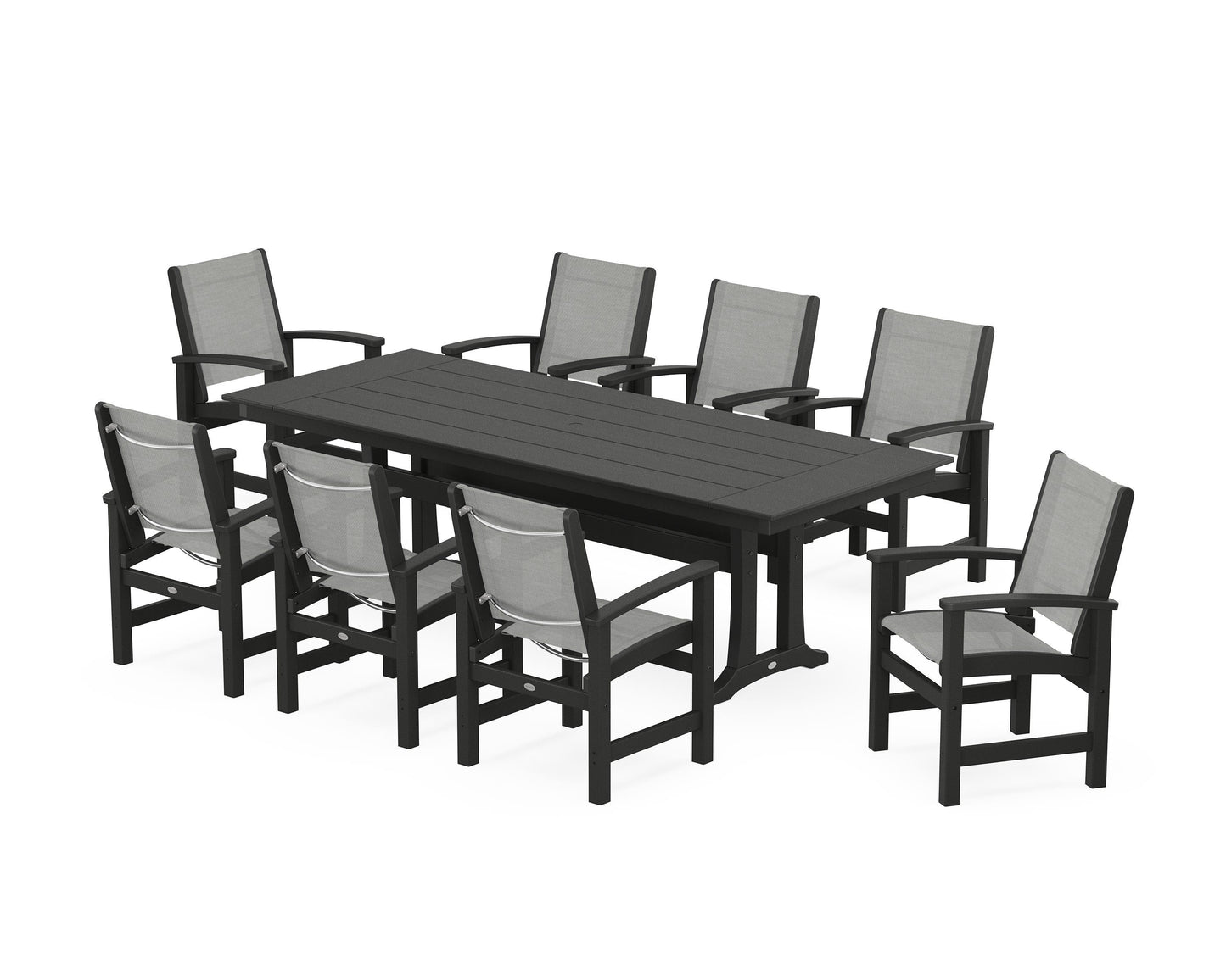 Coastal 9-Piece Farmhouse Dining Set with Trestle Legs