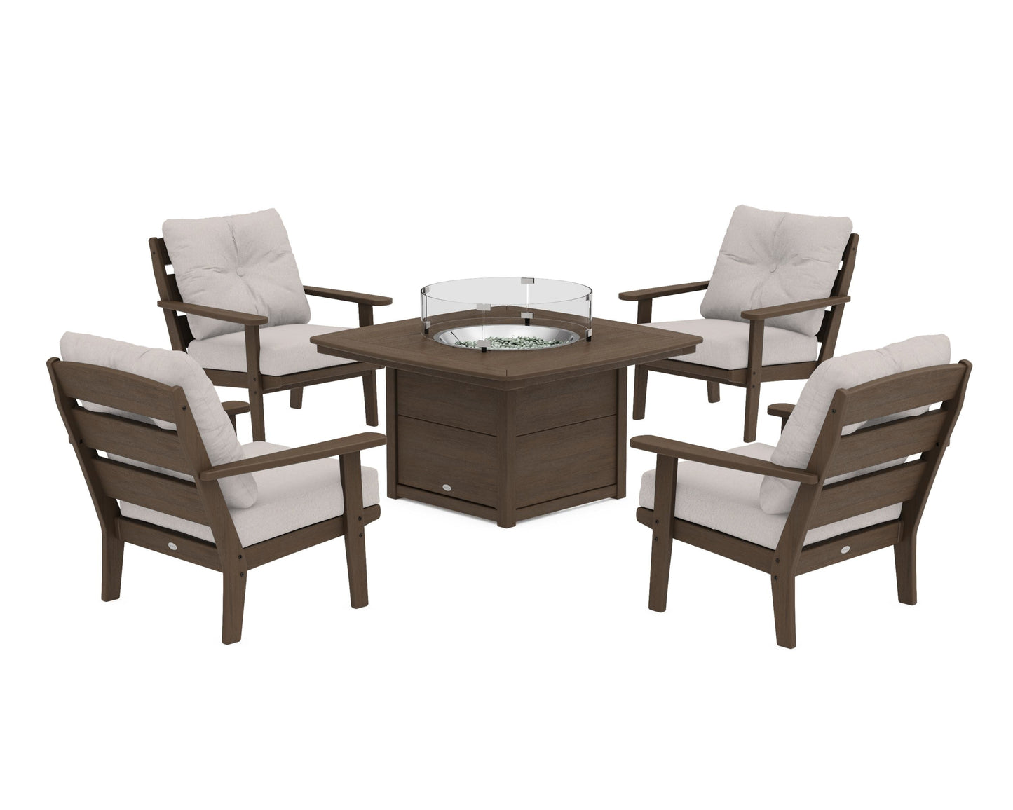 Lakeside 5-Piece Deep Seating Set with Nautical Fire Pit Table