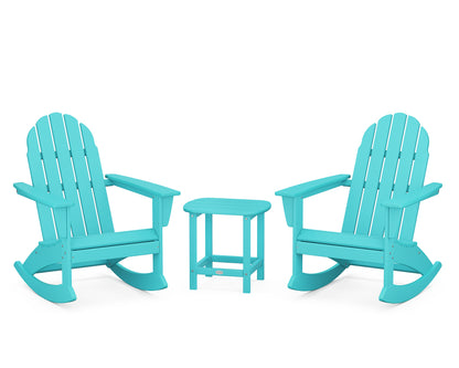 Vineyard 3-Piece Adirondack Rocking Chair Set with South Beach 18" Side Table