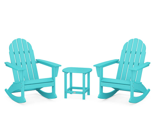 Vineyard 3-Piece Adirondack Rocking Chair Set with South Beach 18" Side Table