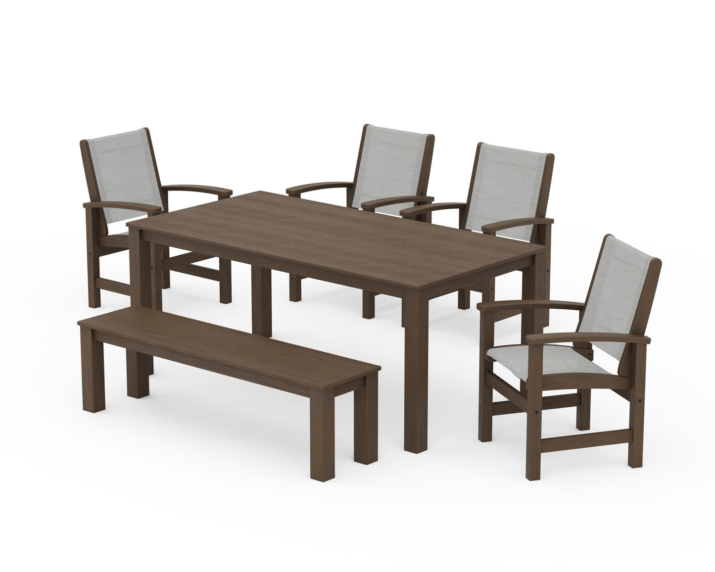 Coastal 6-Piece Parsons Dining Set with Bench