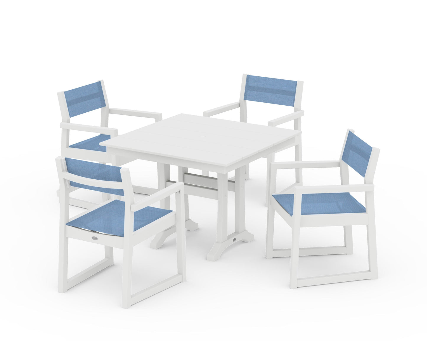 EDGE Sling 5-Piece Farmhouse Dining Set with Trestle Legs