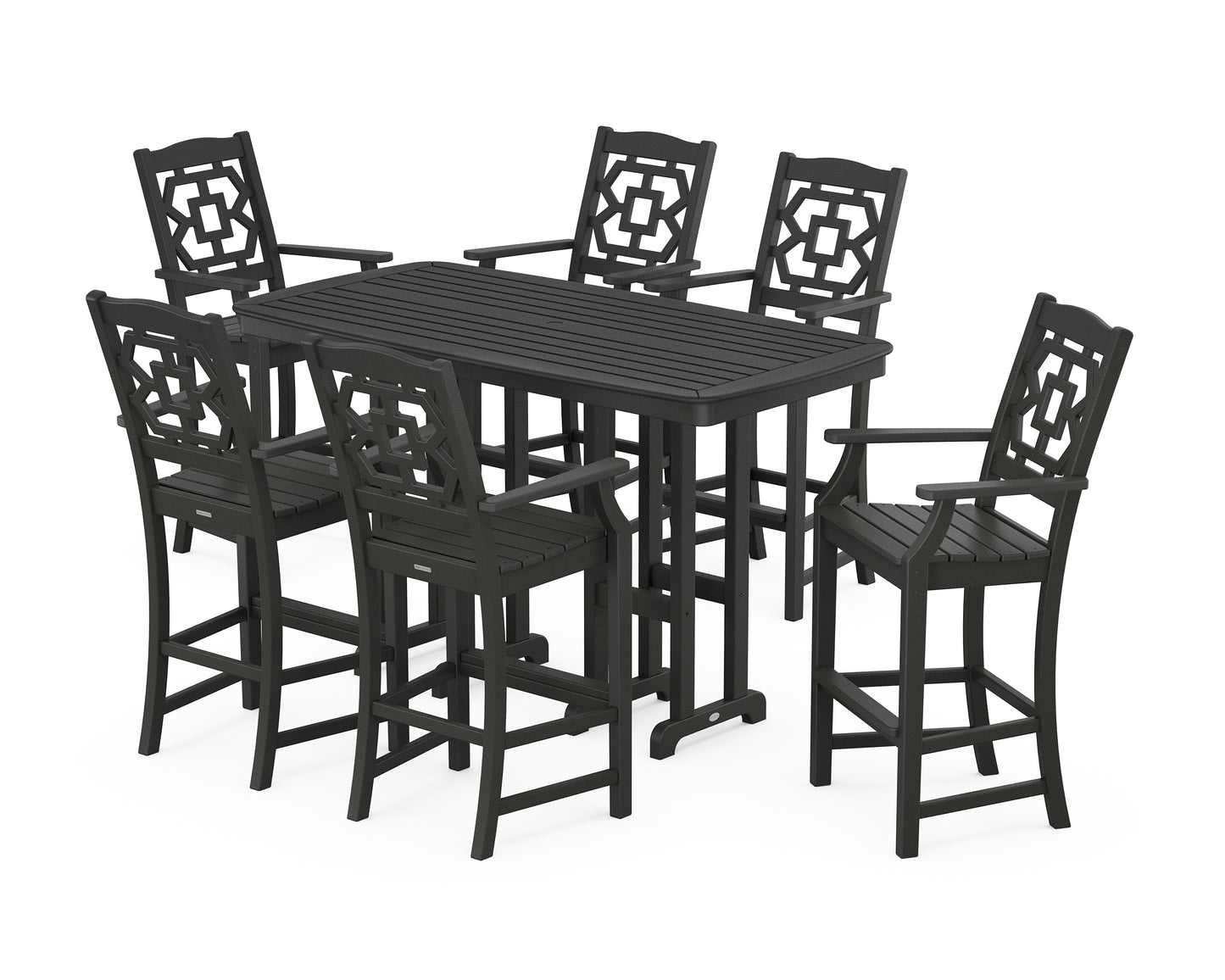 Chinoiserie Arm Chair 7-Piece Bar Set