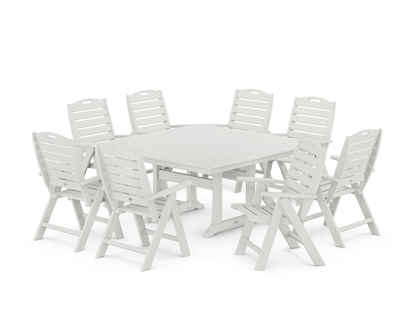 Nautical Highback 9-Piece Square Dining Set with Trestle Legs
