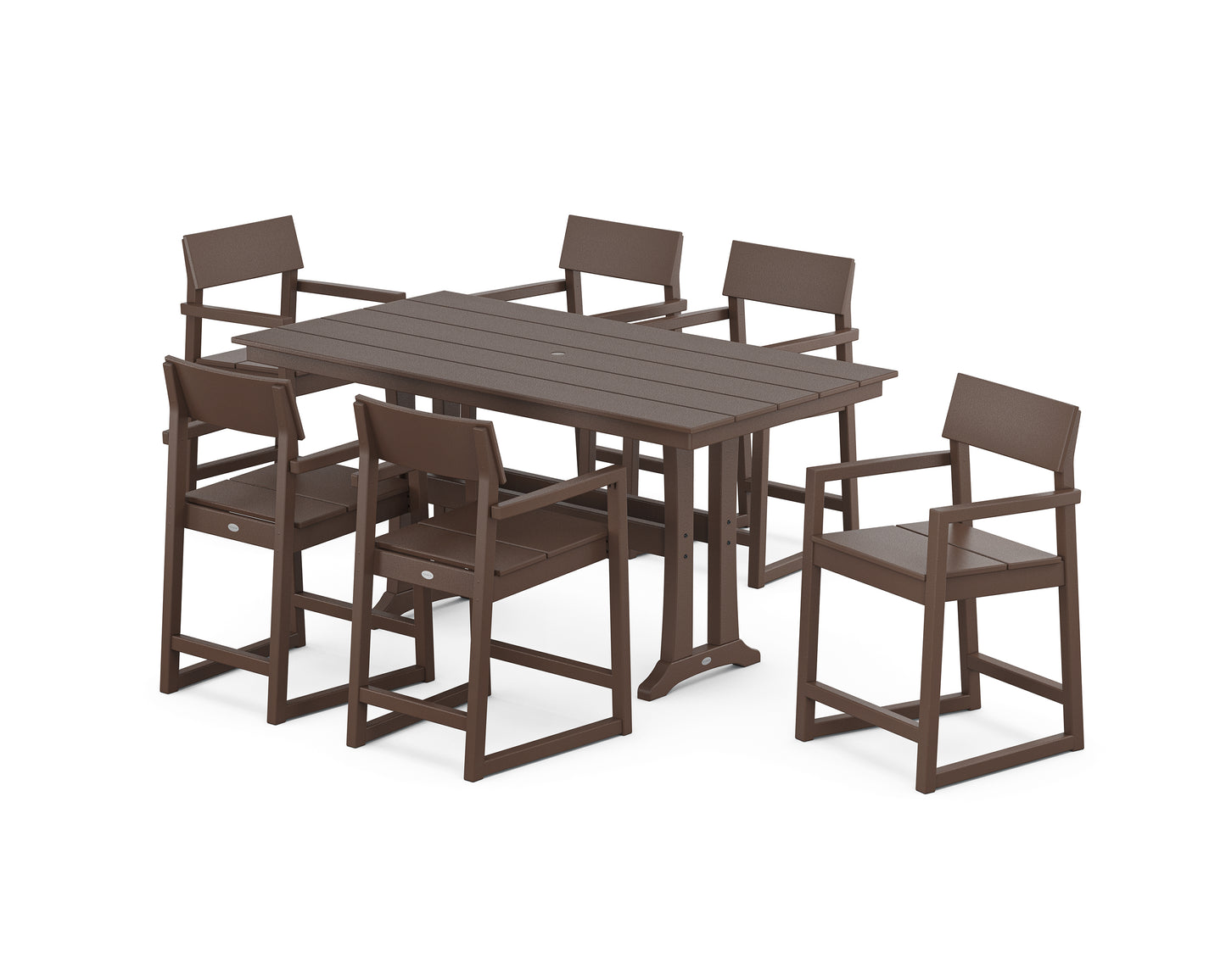 EDGE Arm Chair 7-Piece Farmhouse Counter Set with Trestle Legs