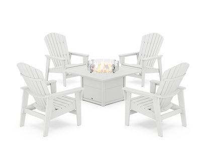 5-Piece Nautical Grand Upright Adirondack Conversation Set with Fire Pit Table