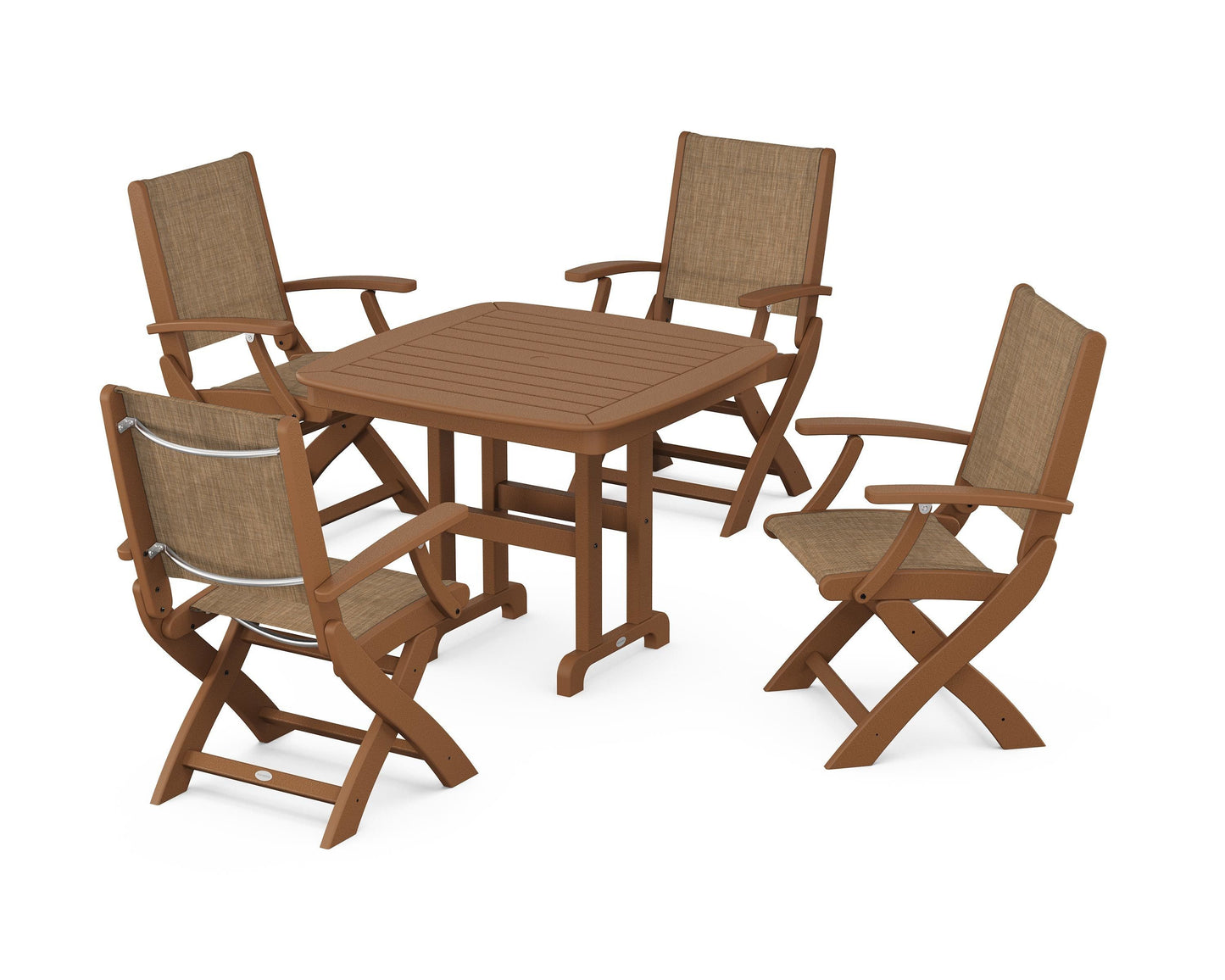 Coastal Folding Chair 5-Piece Dining Set
