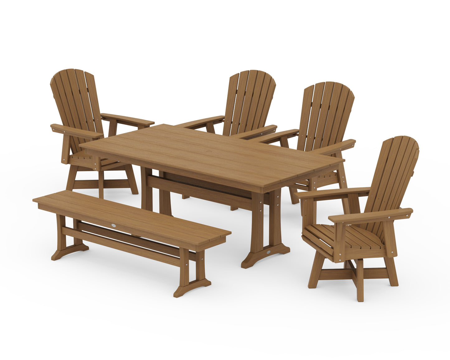 Nautical Adirondack Swivel 6-Piece Farmhouse Dining Set With Trestle Legs