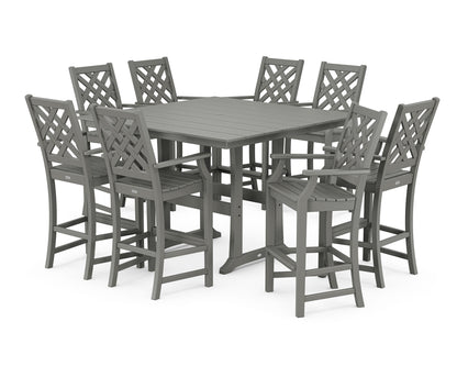 Wovendale 9-Piece Square Farmhouse Bar Set with Trestle Legs