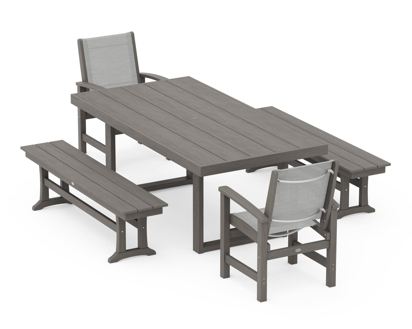 Coastal 5-Piece Dining Set with Trestle Legs