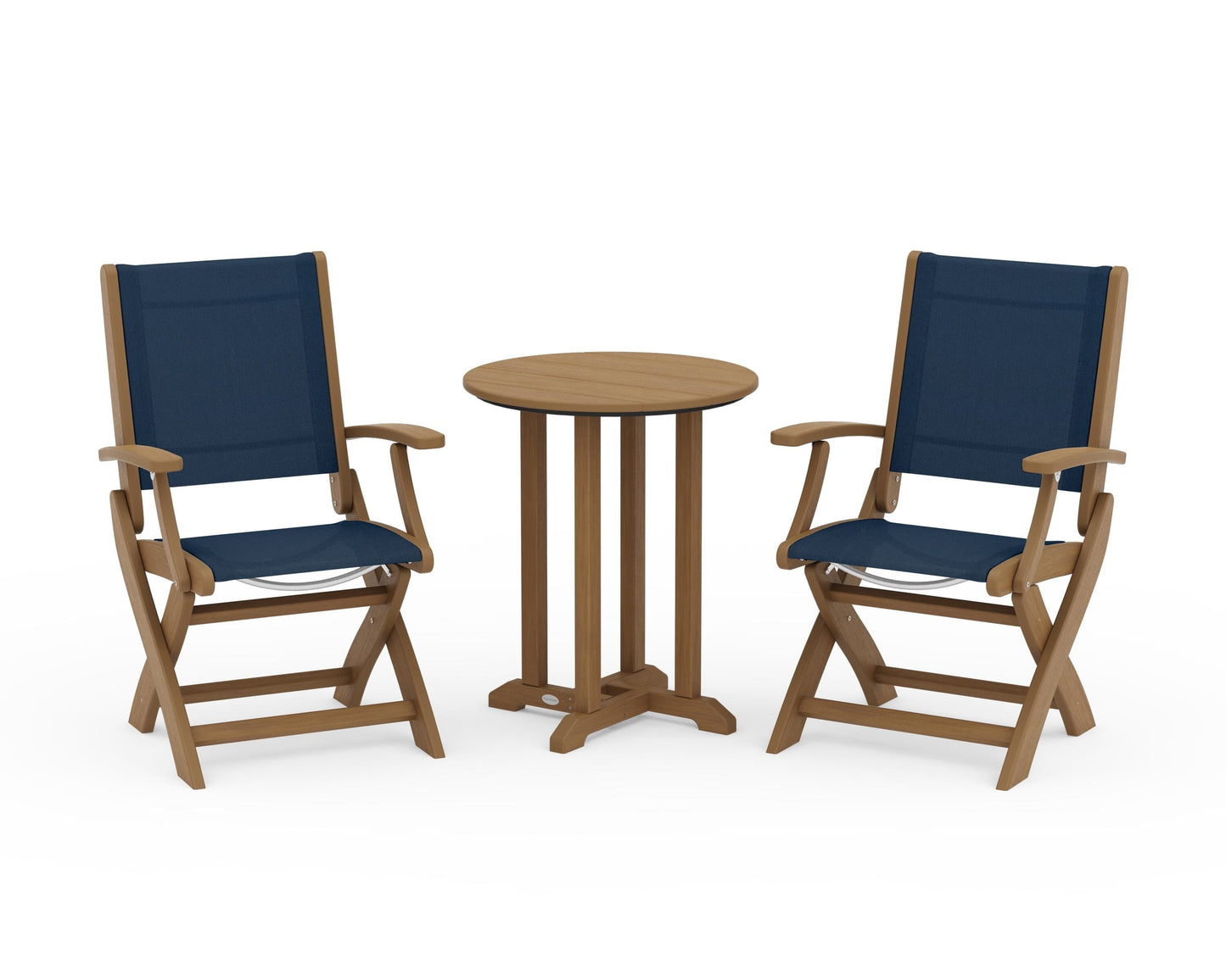 Coastal Folding 3-Piece Round Bistro Dining Set
