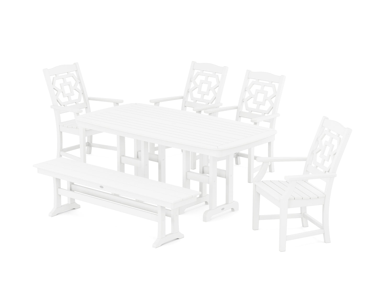 Chinoiserie 6-Piece Dining Set with Bench