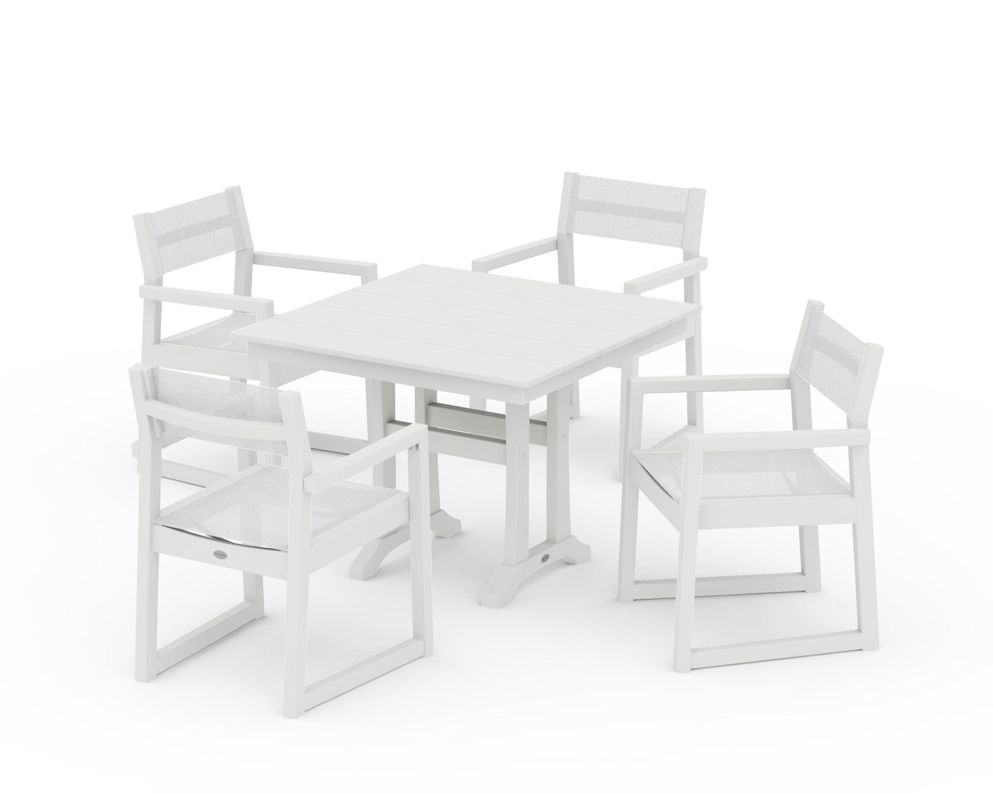 EDGE Sling 5-Piece Farmhouse Dining Set with Trestle Legs