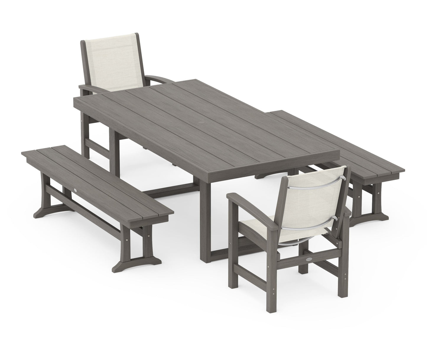 Coastal 5-Piece Dining Set with Trestle Legs
