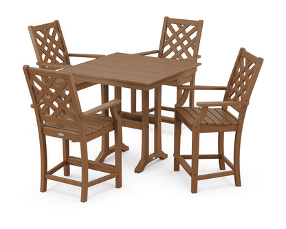 Wovendale 5-Piece Farmhouse Counter Set with Trestle Legs