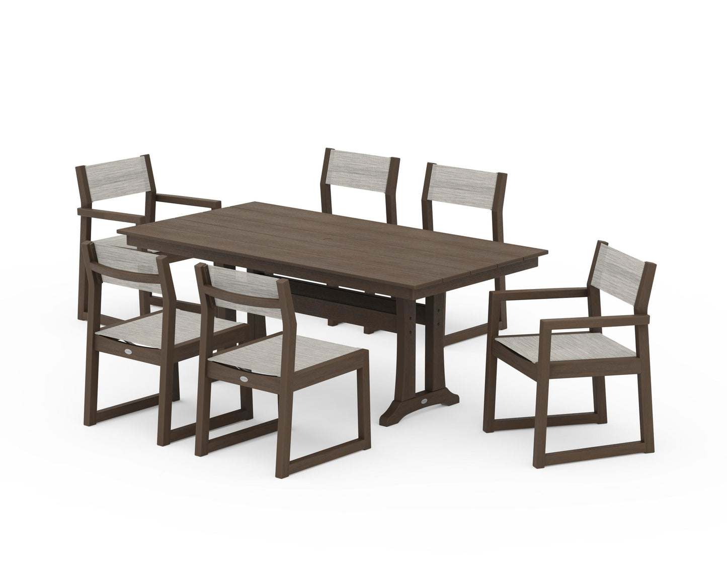 EDGE Sling 7-Piece Farmhouse Trestle Dining Set
