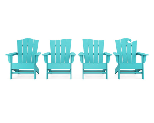 Wave Collection 4-Piece Adirondack Chair Set