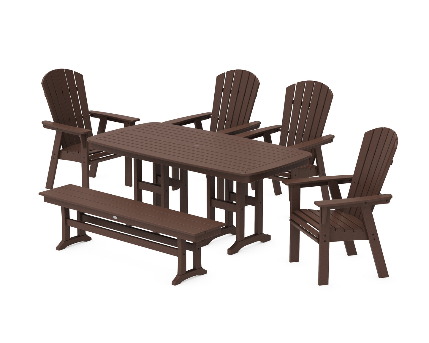 Nautical Curveback Adirondack 6-Piece Dining Set with Bench