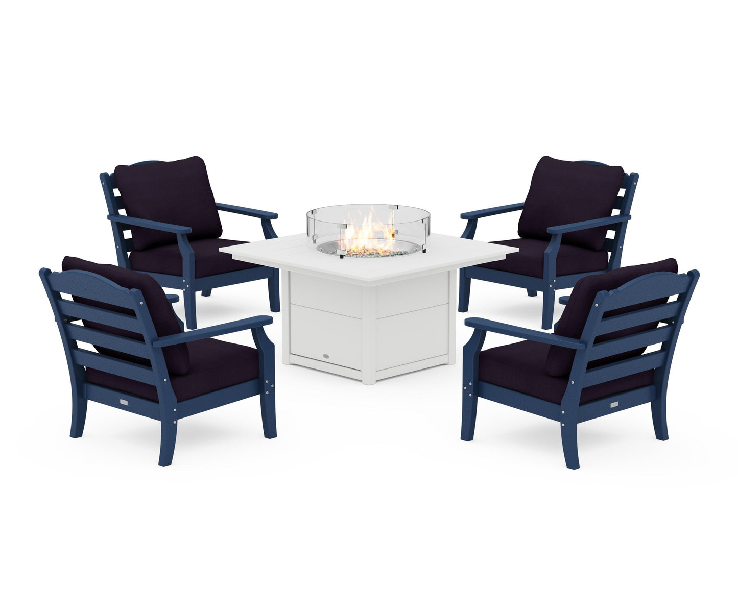 Savannah 5-Piece Deep Seating Set with Fire Pit Table
