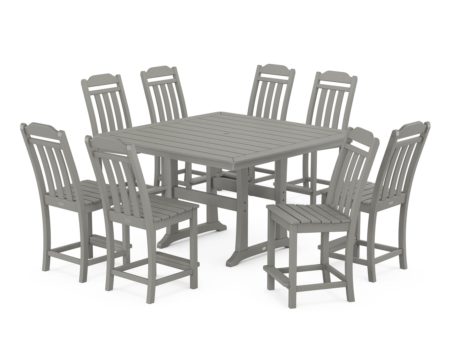 Cottage 9-Piece Square Side Chair Counter Set with Trestle Legs